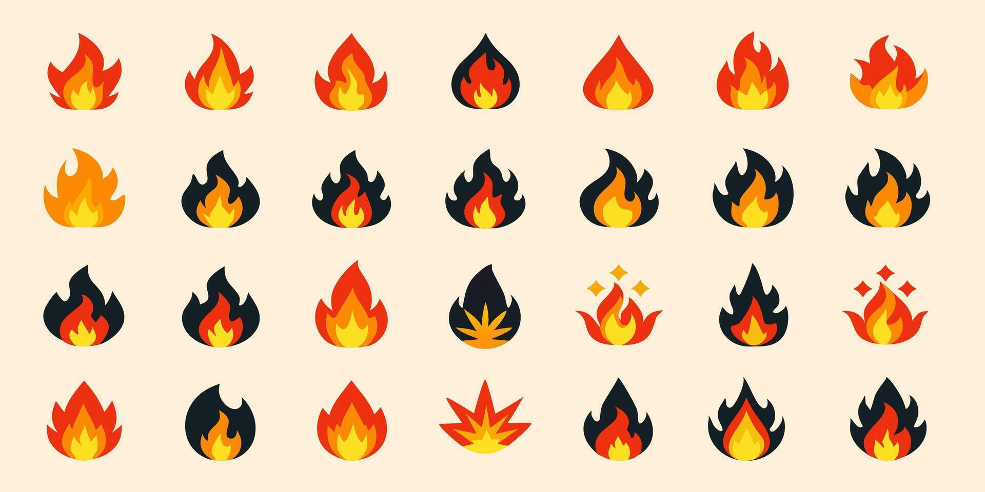 Modern Fire and Flame Symbols for UI Elements and Web Designs vector