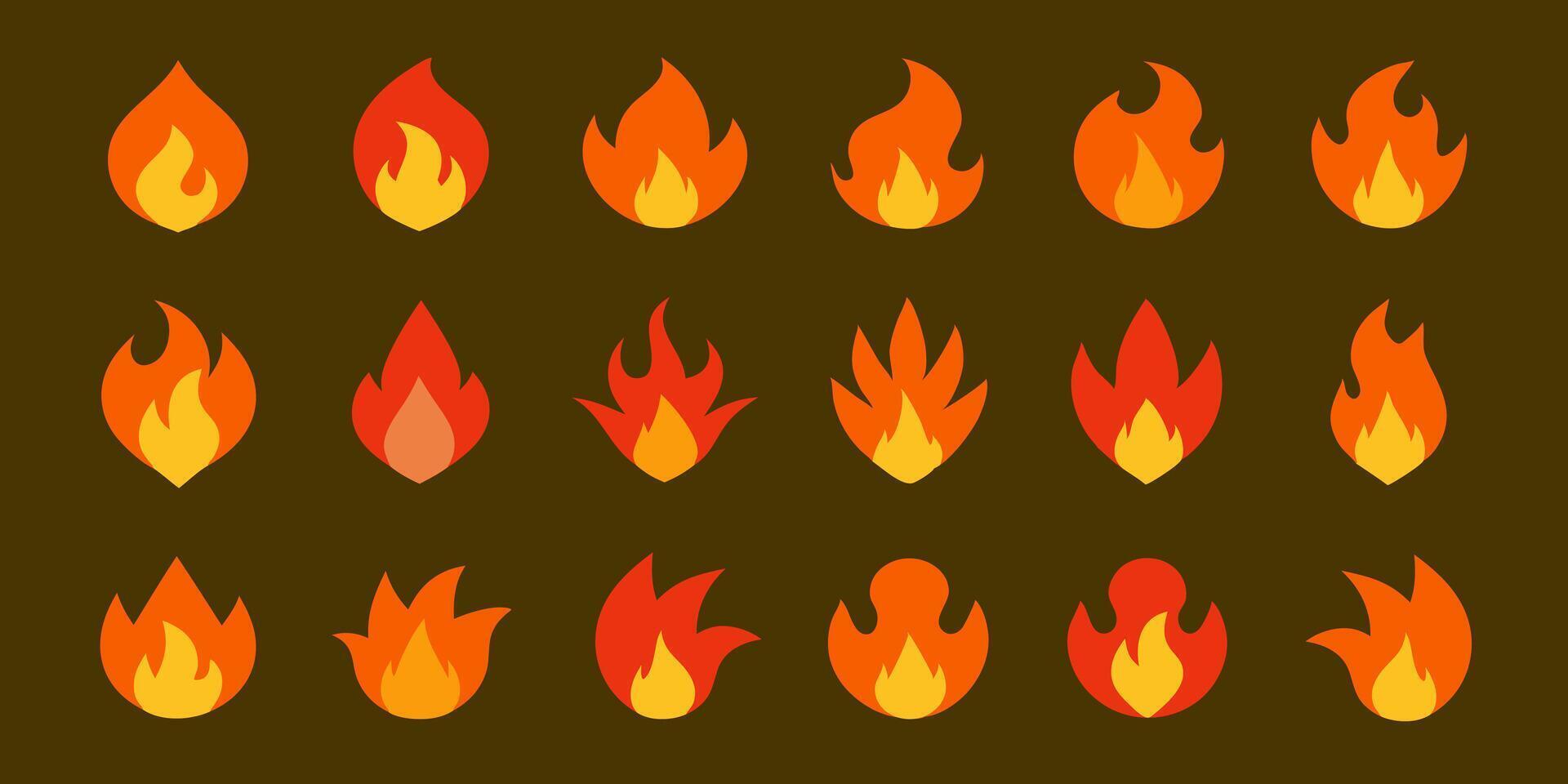 Complete Collection of Fire and Flame Symbols for Digital Use vector