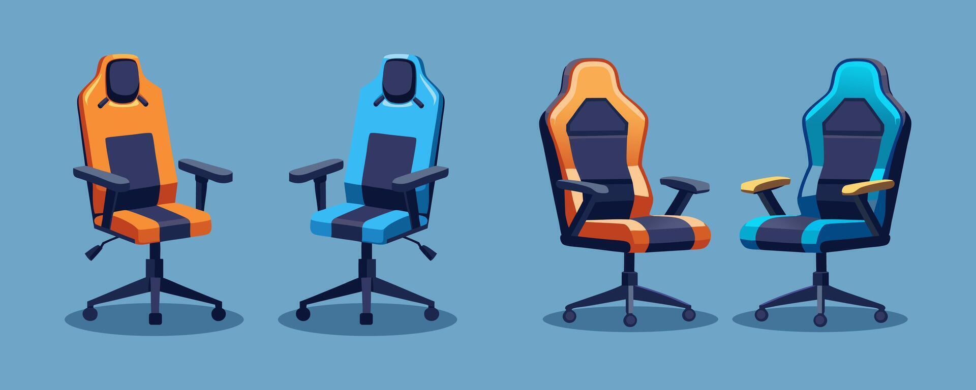 Office and Gaming Chair Set. Illustration in cartoon Style. Isolated on White Background. vector