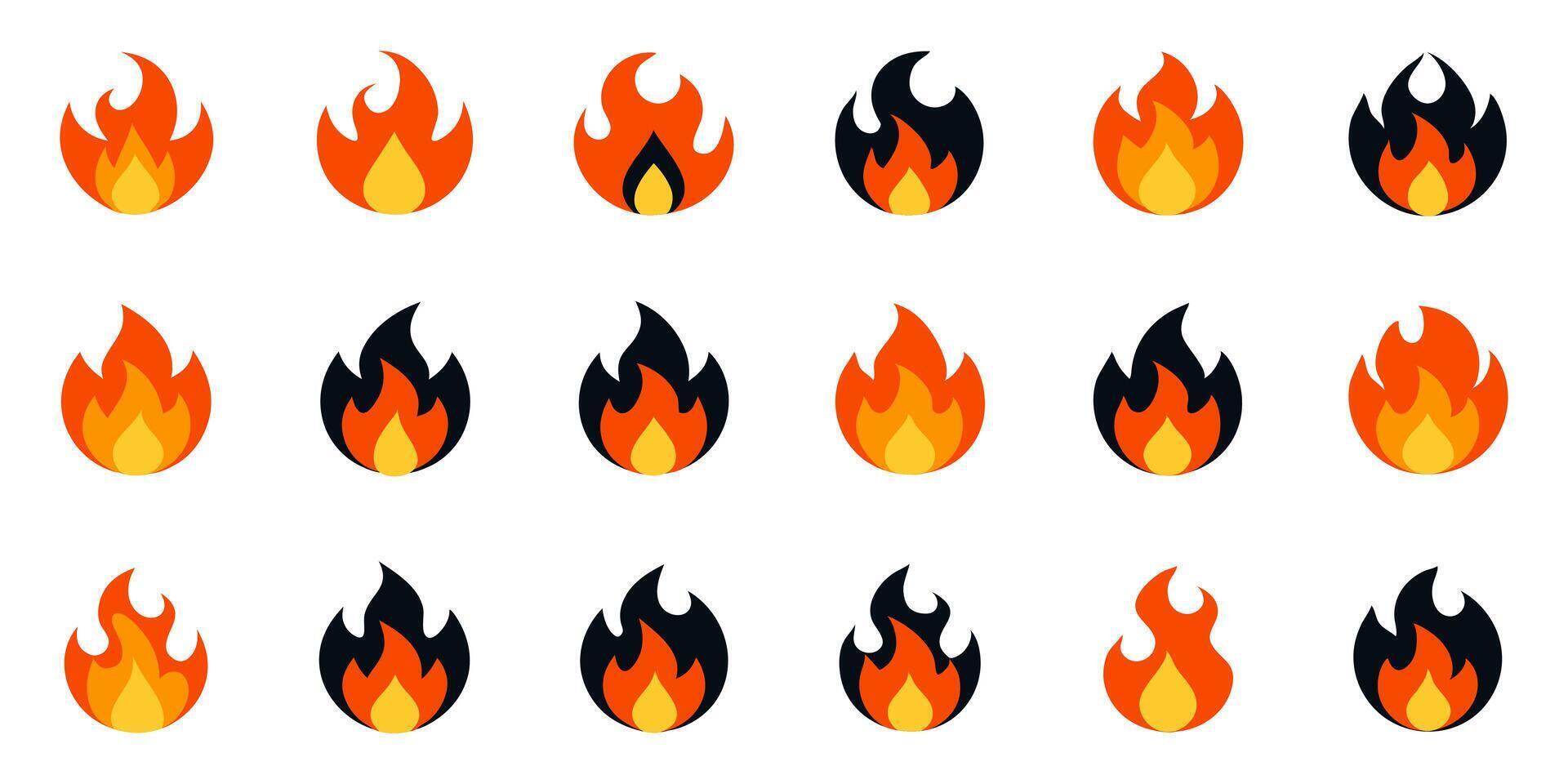 Assorted Fire Icons and Flaming Symbols for Creative Applications vector