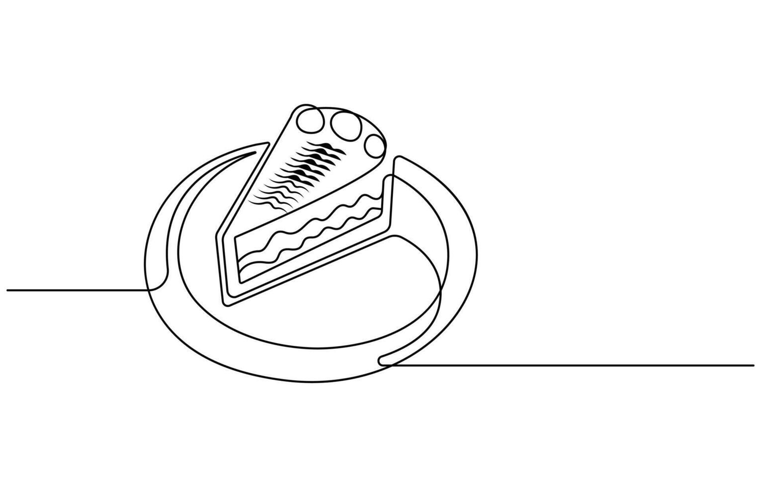 one line art drawing of a birthday cake with candle vector