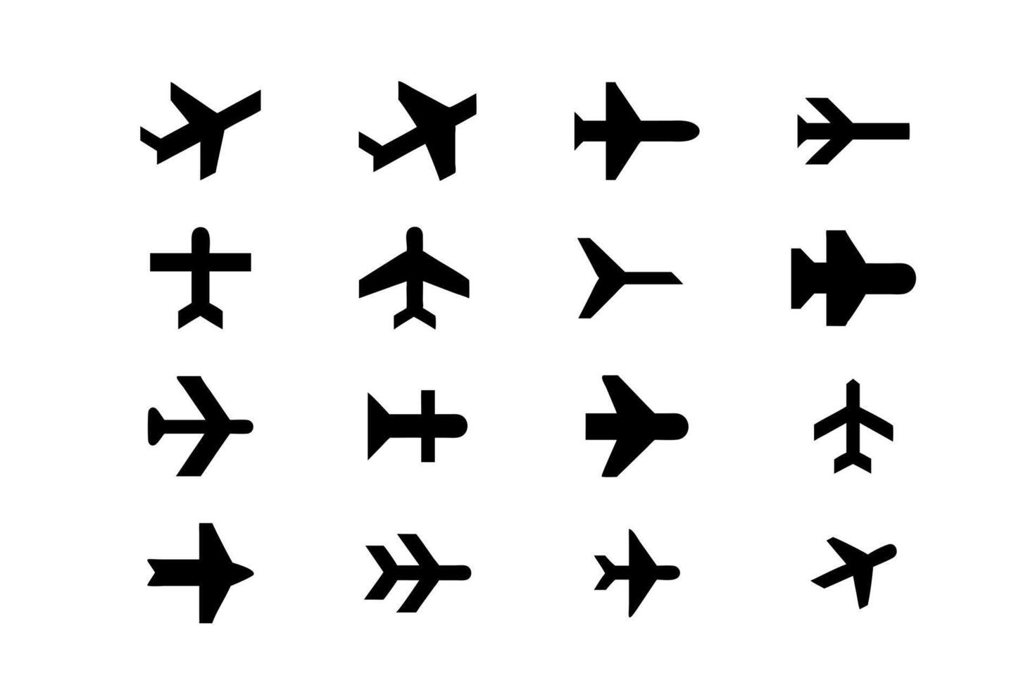 Diverse Airplane Icons Collection with Side and Top Views vector