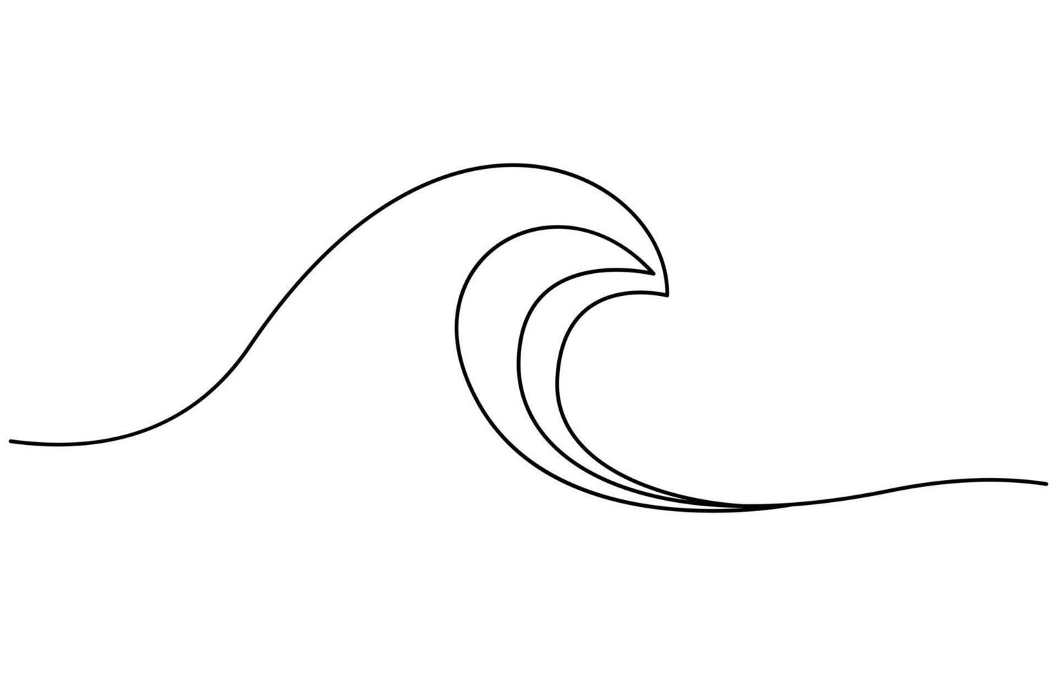 One single line simple ocean wave drawing vector