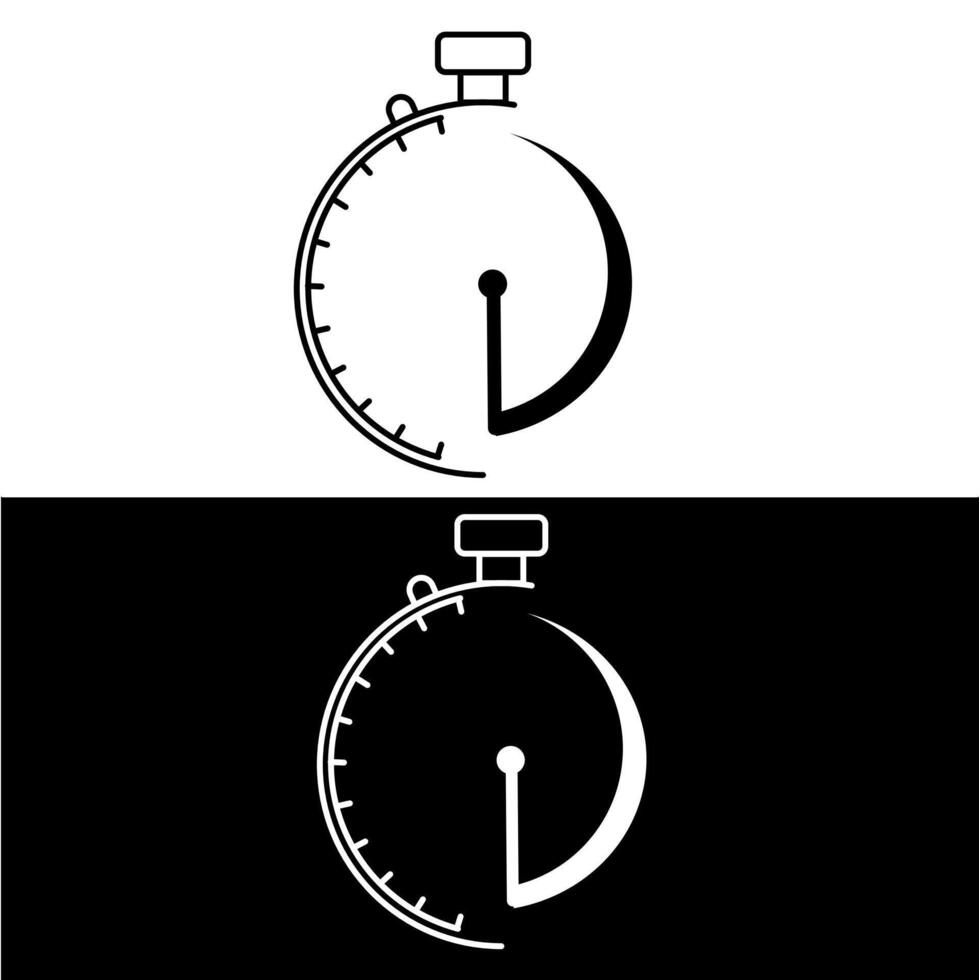 A stopwatch icon on a black and white background vector