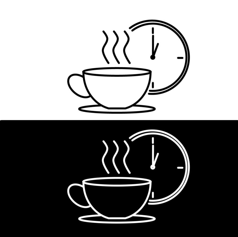 Coffee and clock icon illustration vector