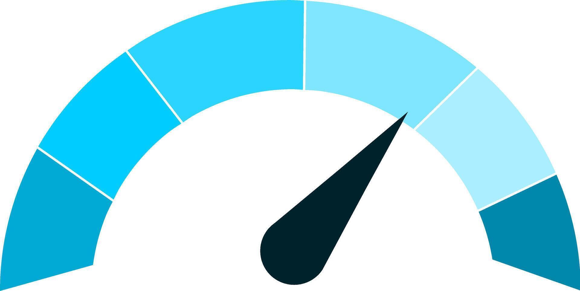 A speedometer with a blue and black arrow pointing to the left vector