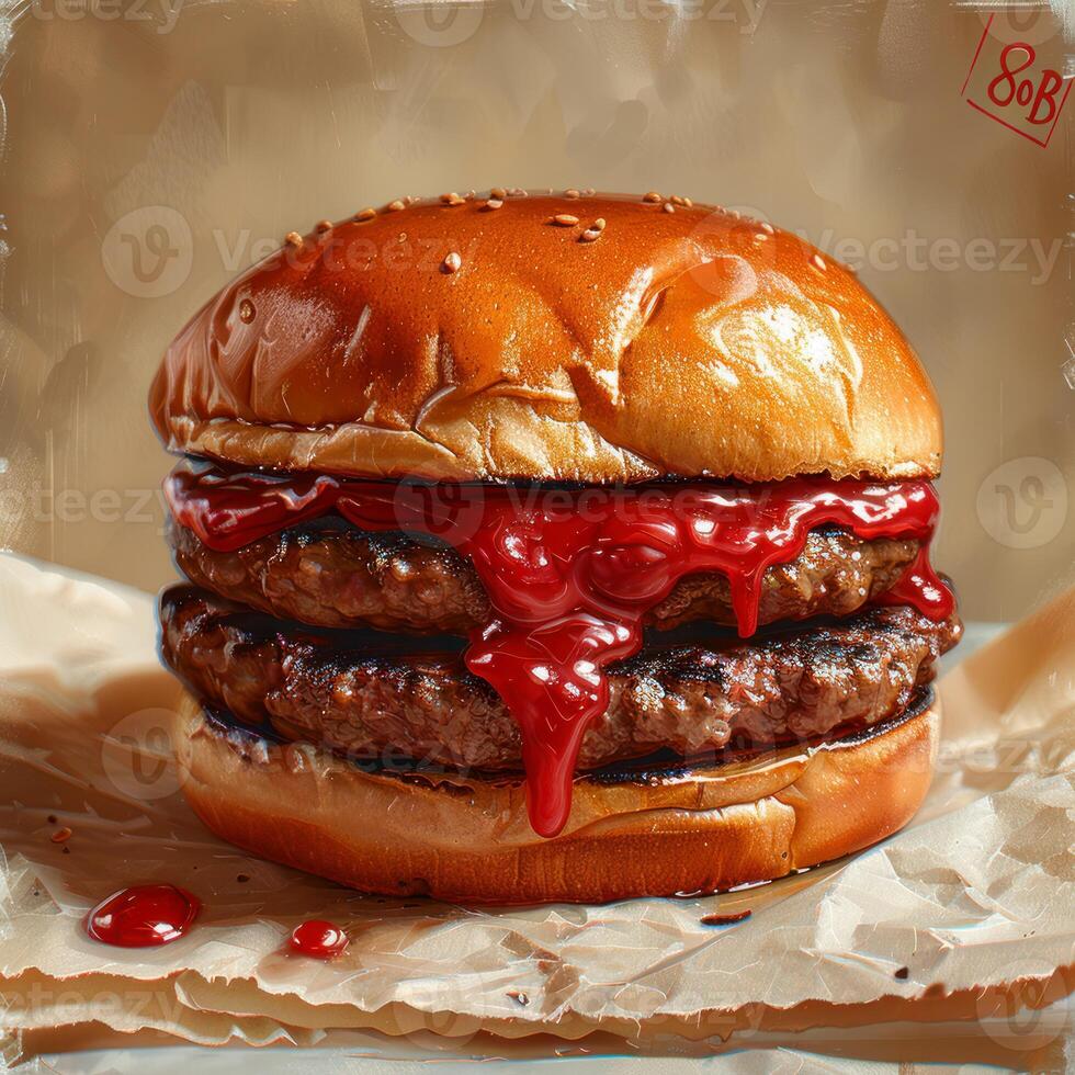 Photo of a beef burger sandwich