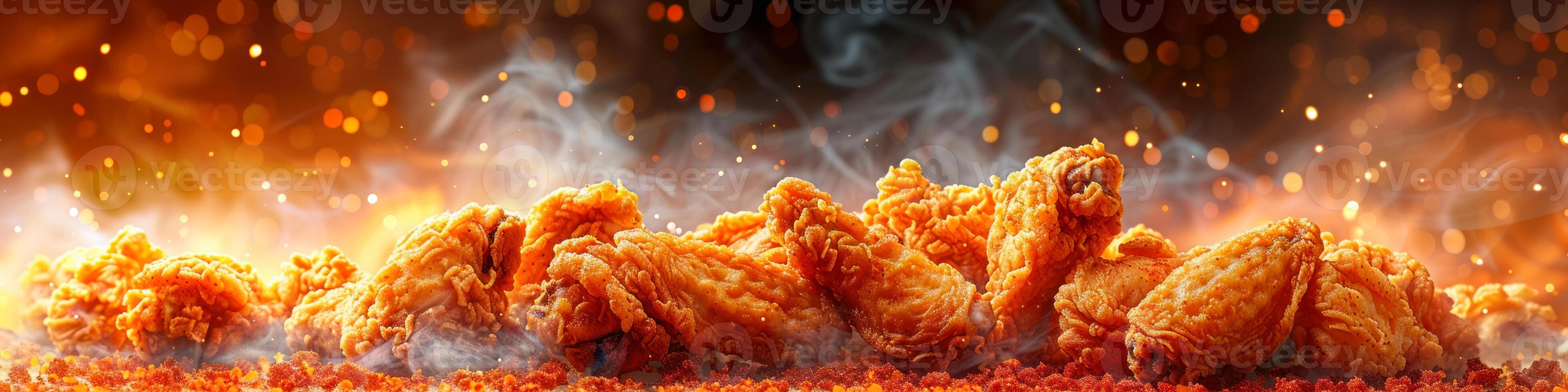 Panorama photo of a chicken wings