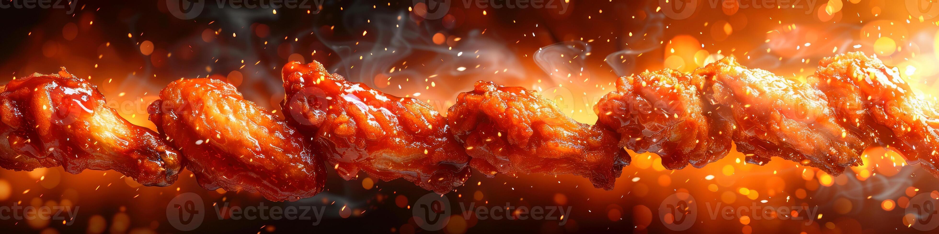 Panorama photo of a chicken wings