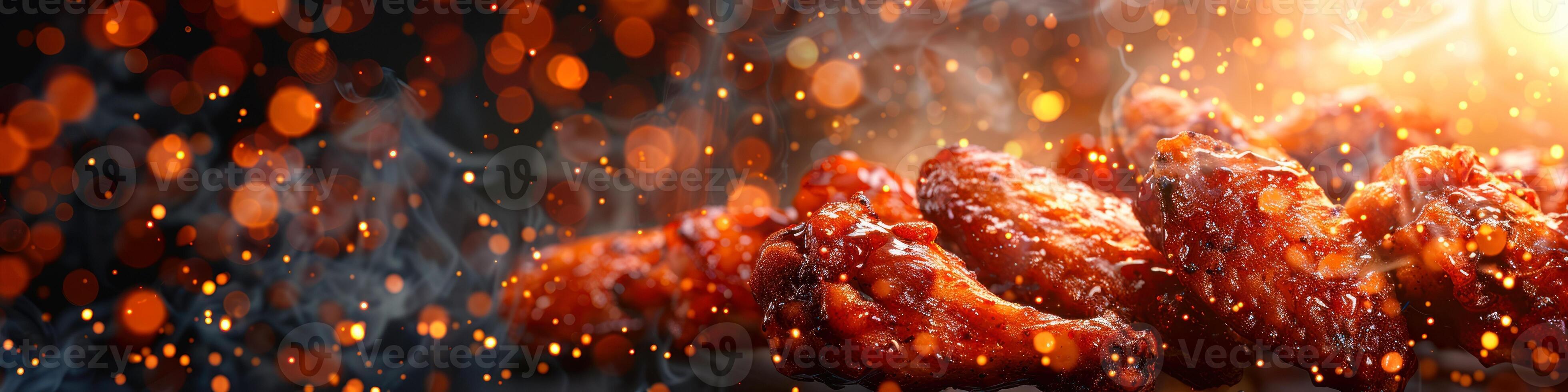 Panorama photo of a chicken wings