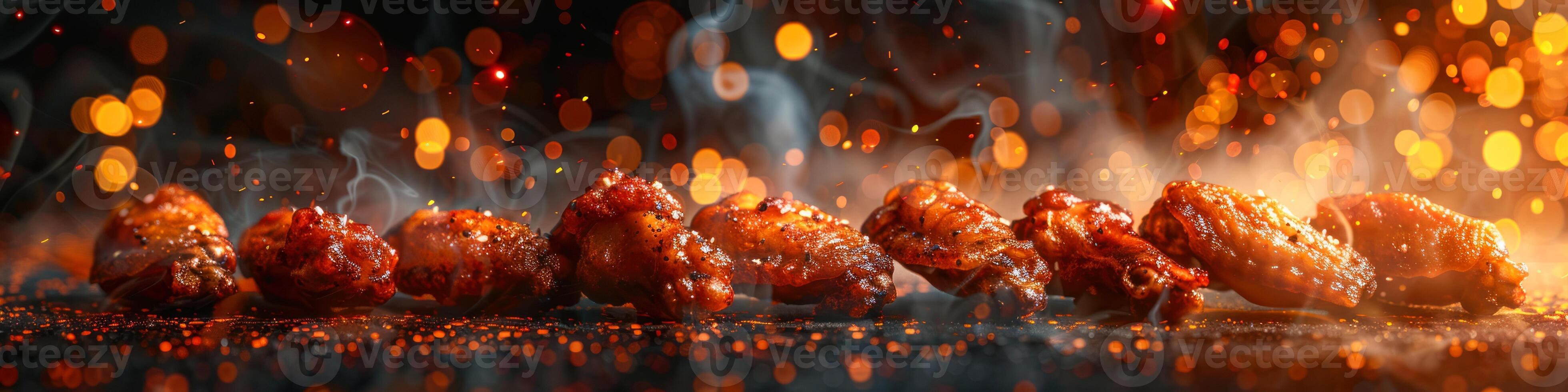 Panorama photo of a chicken wings