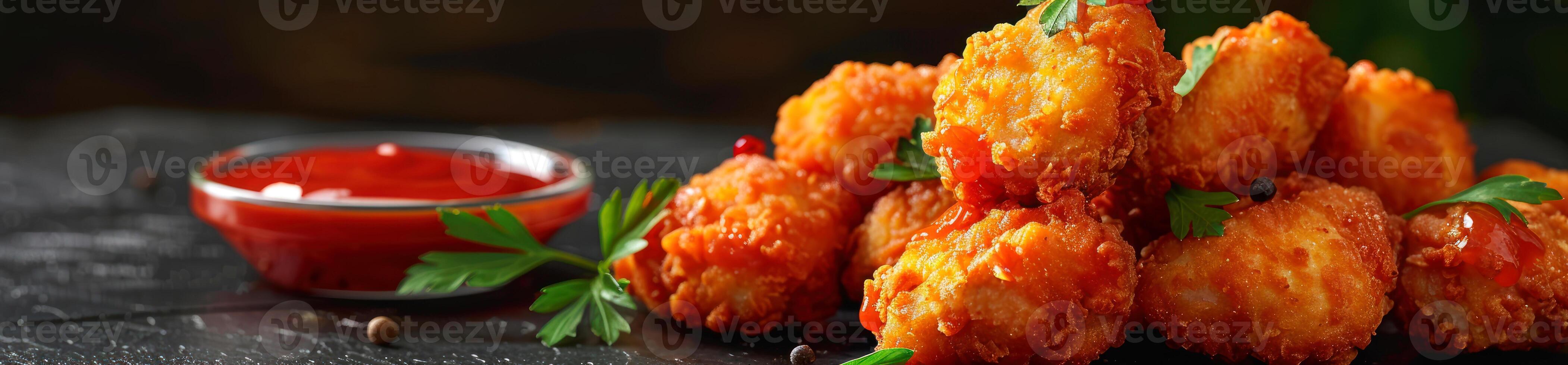 Panorama photo of a chicken wings