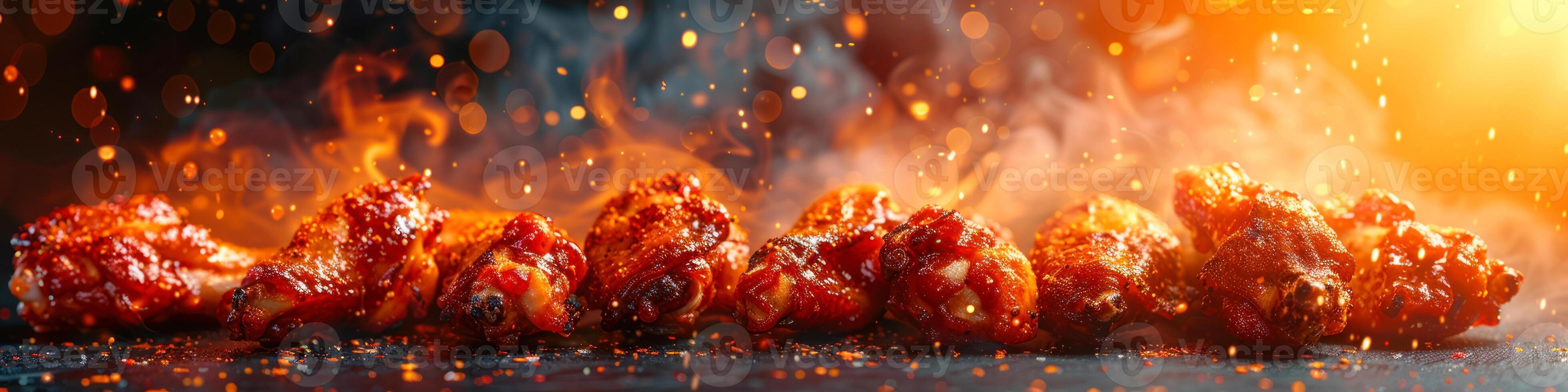 Panorama photo of a chicken wings