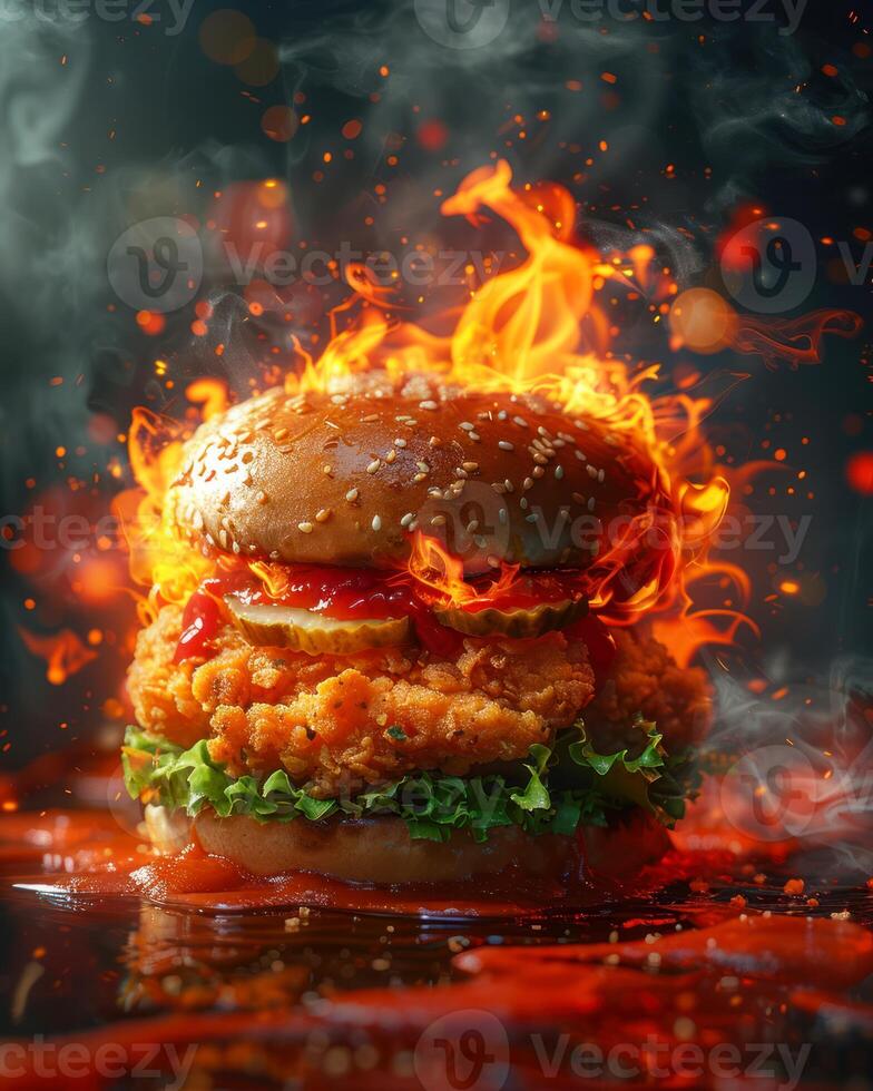 Photo of a crispy chicken burger sandwich