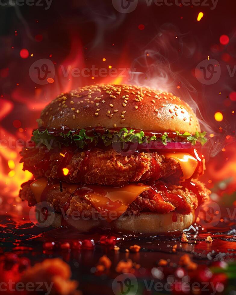 Photo of a crispy chicken burger sandwich