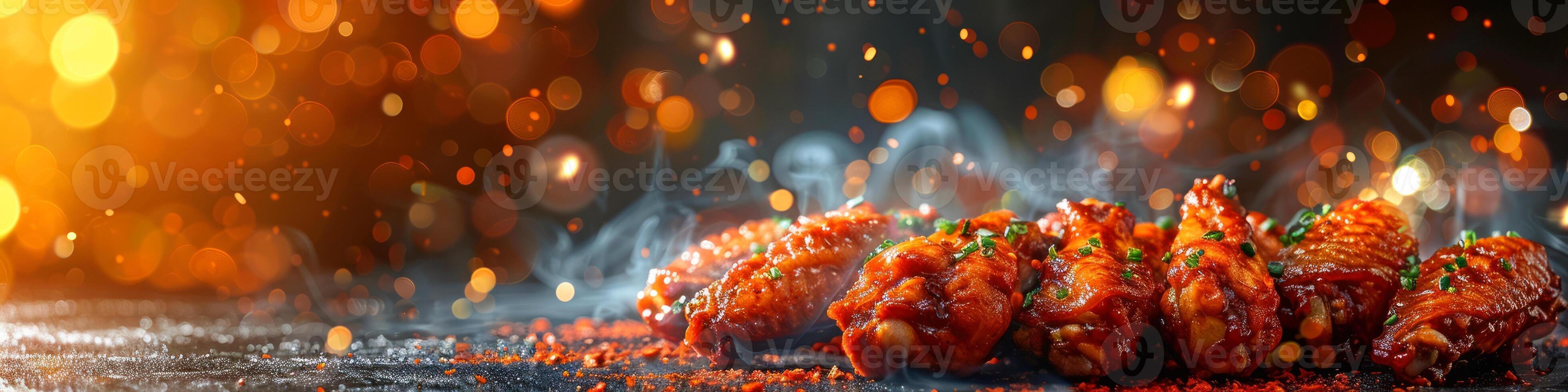 Panorama photo of a chicken wings