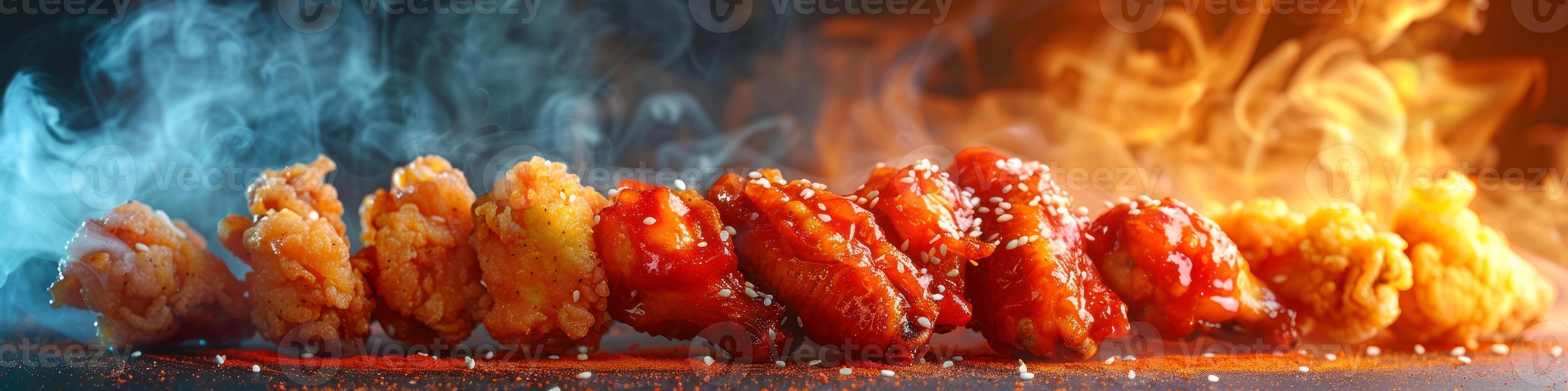 Panorama photo of a chicken wings
