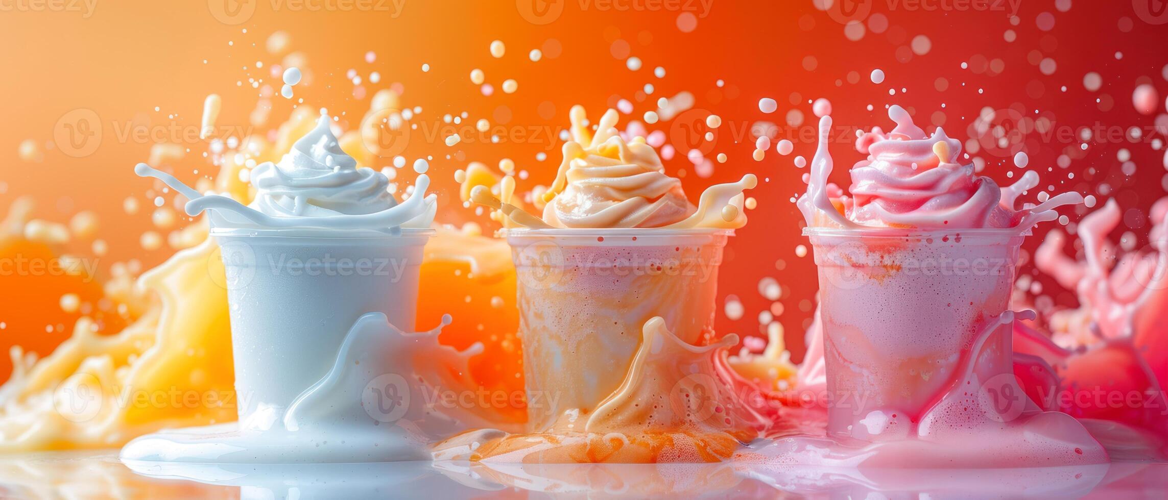 Photo of a cup of ice cream with cream splash