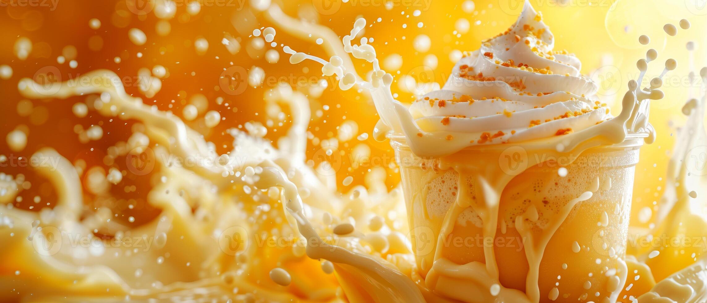 Photo of a cup of ice cream with cream splash