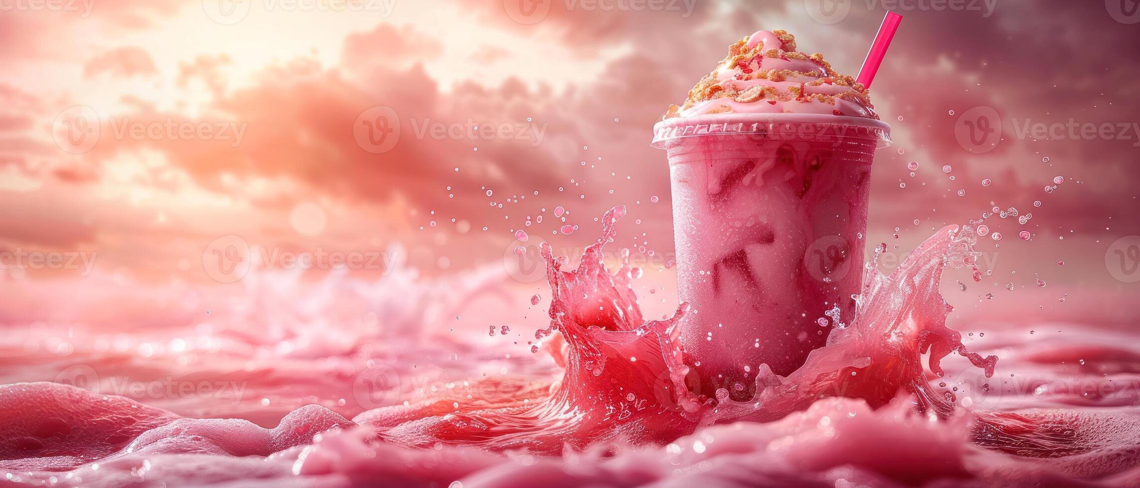 Photo of a cup of ice cream with cream splash