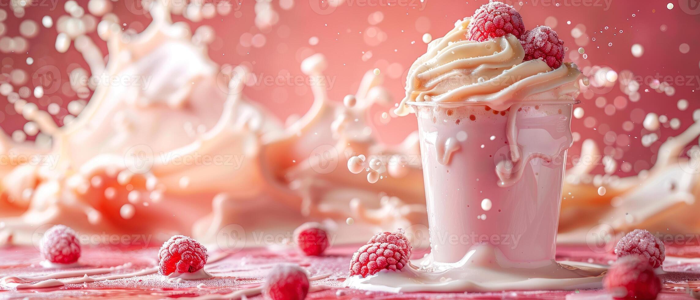 Photo of a cup of ice cream with cream splash