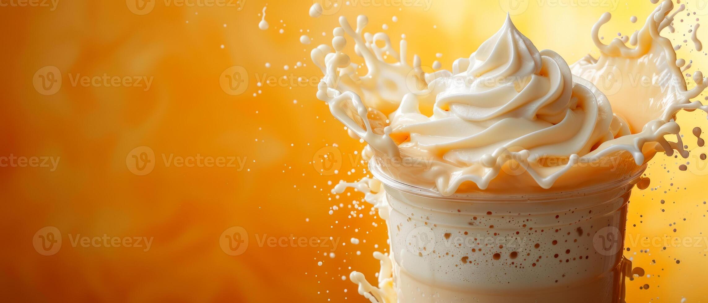 Photo of a cup of ice cream with cream splash