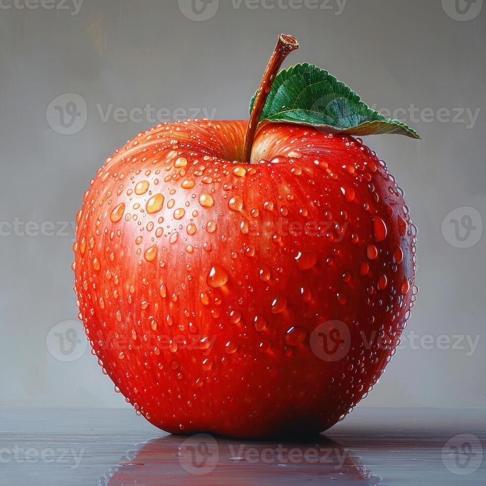 Photo of a apple fruite with grey background