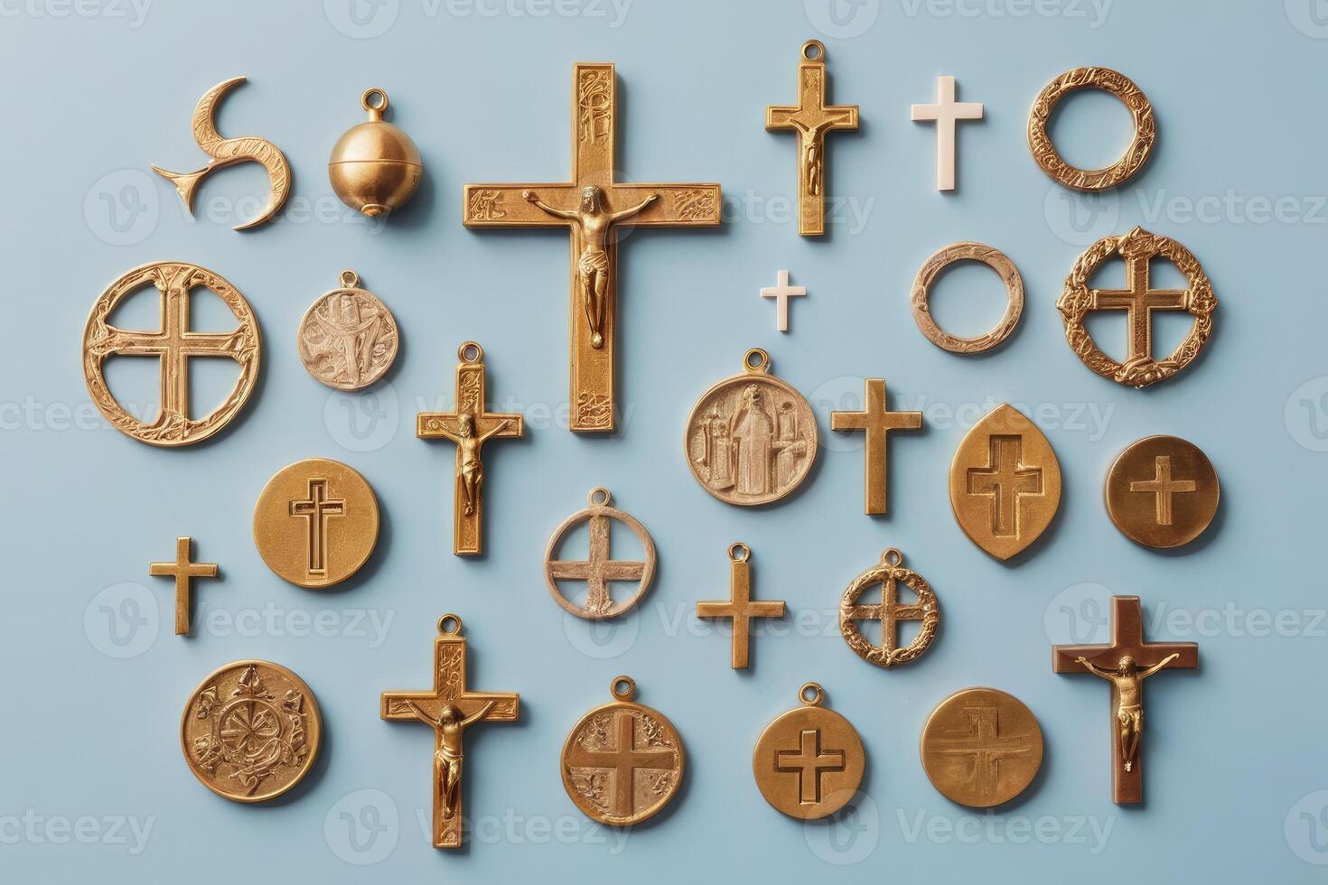 flat lay religious symbols photo