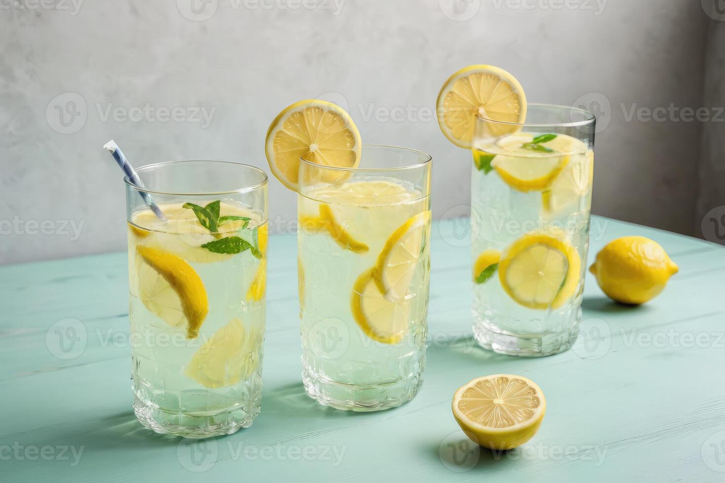 fresh lemonade glass table photo