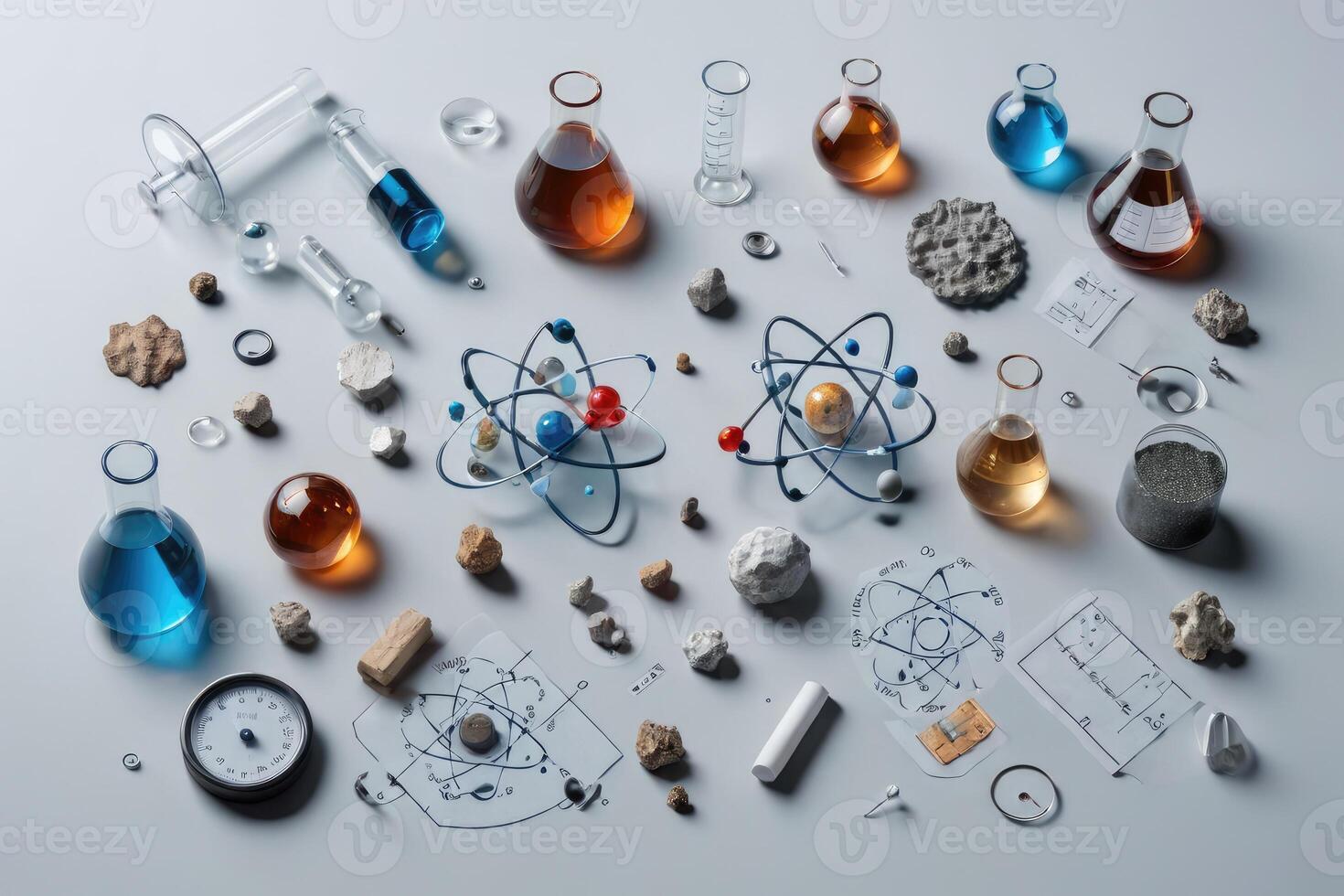 high angle science elements photo
