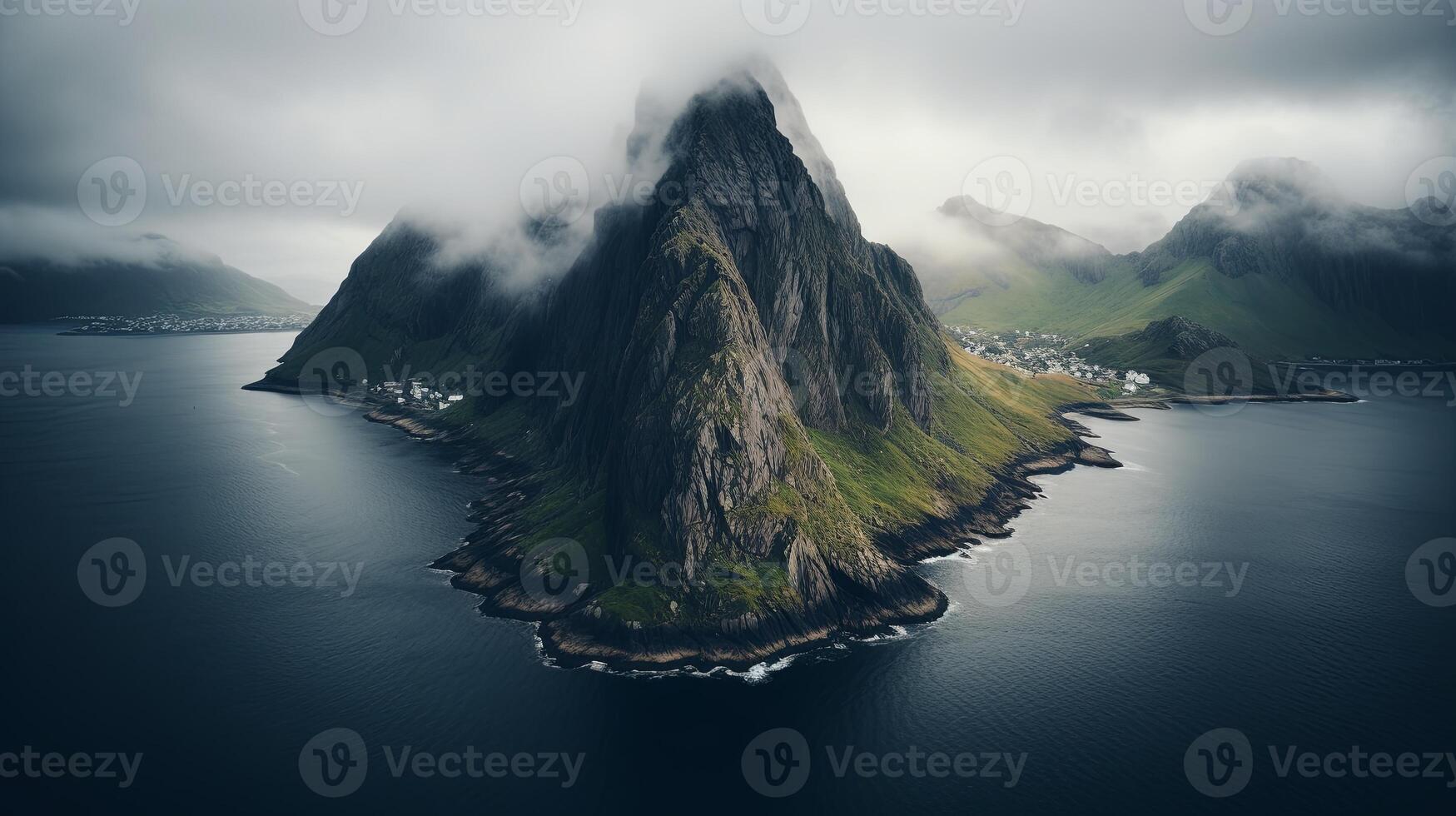 A mountain range in the middle of the ocean photo
