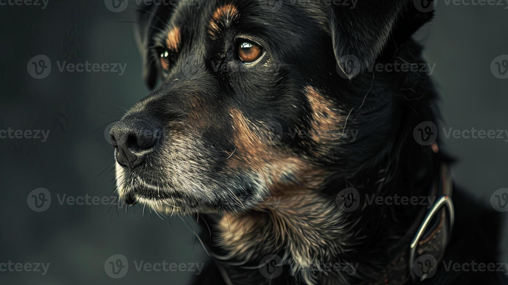A close up of a dog with a collar photo