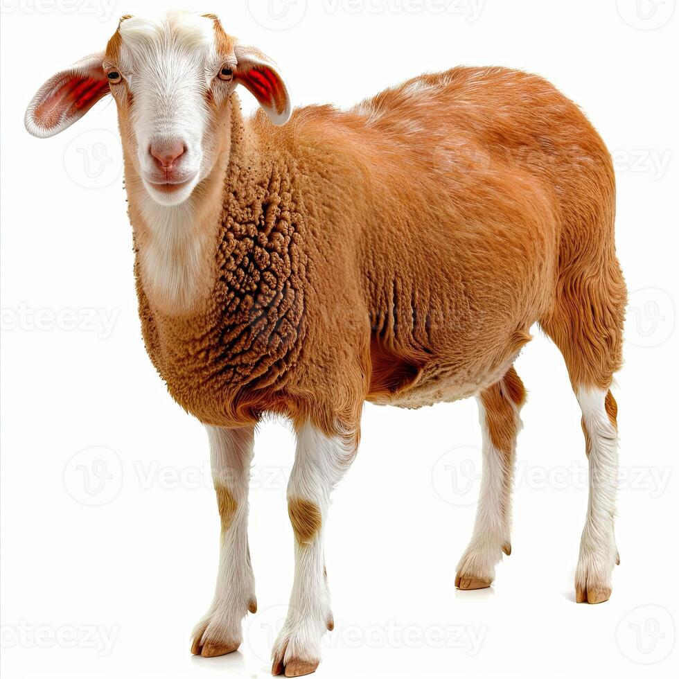 A sheep standing on a white background photo