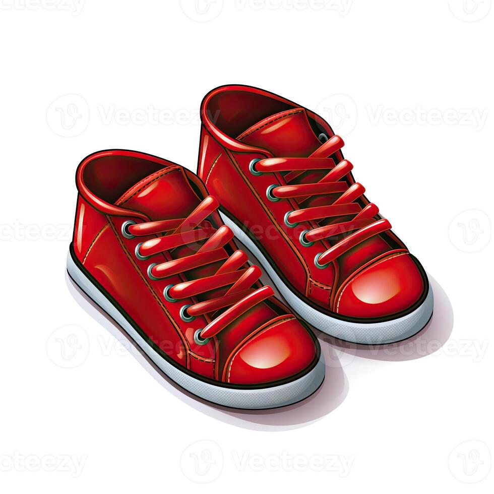 A pair of red sneakers on a white background photo