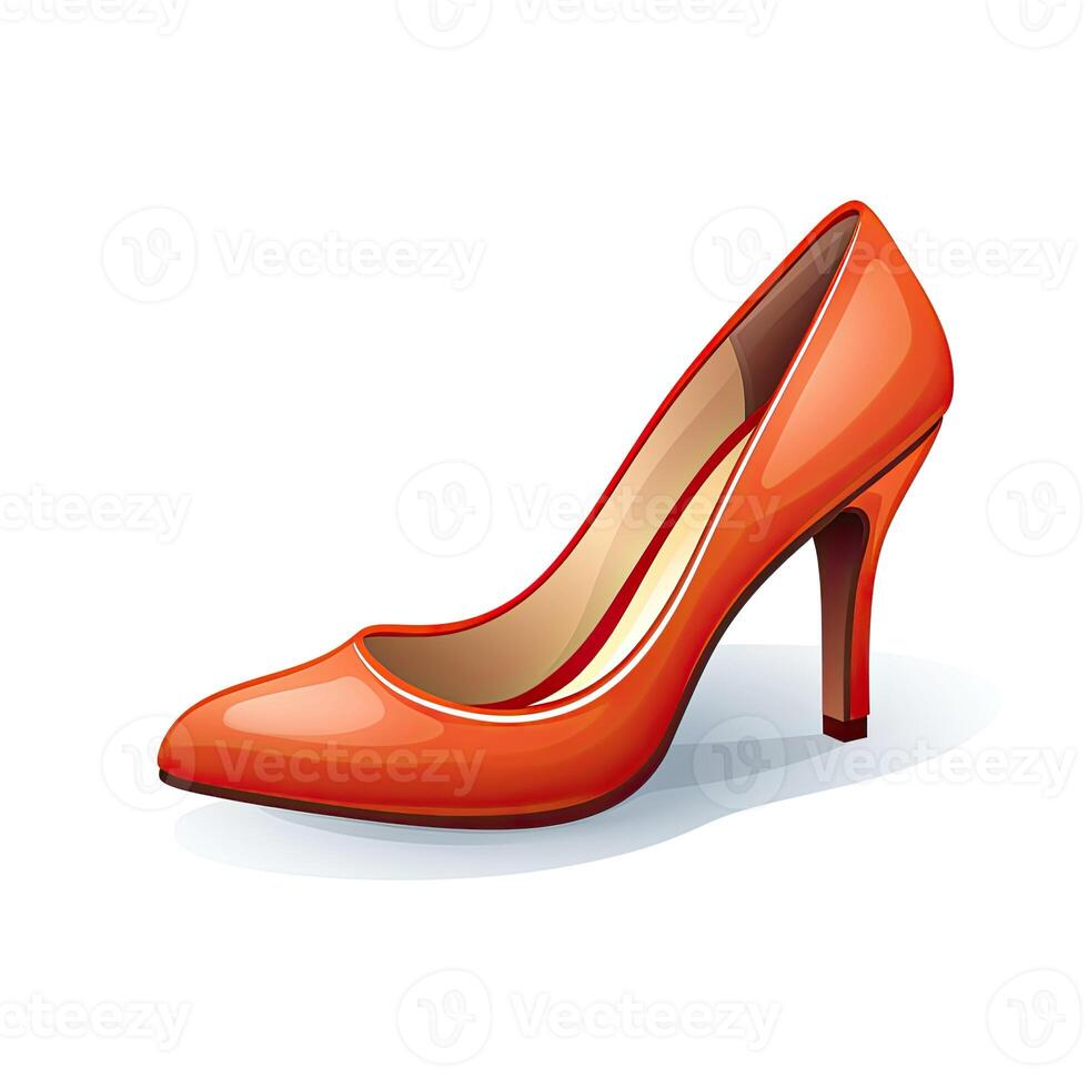 An orange high heel shoe on a white background photo