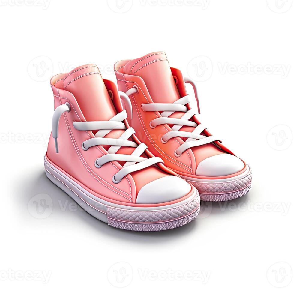 Pink sneakers on a white background photo