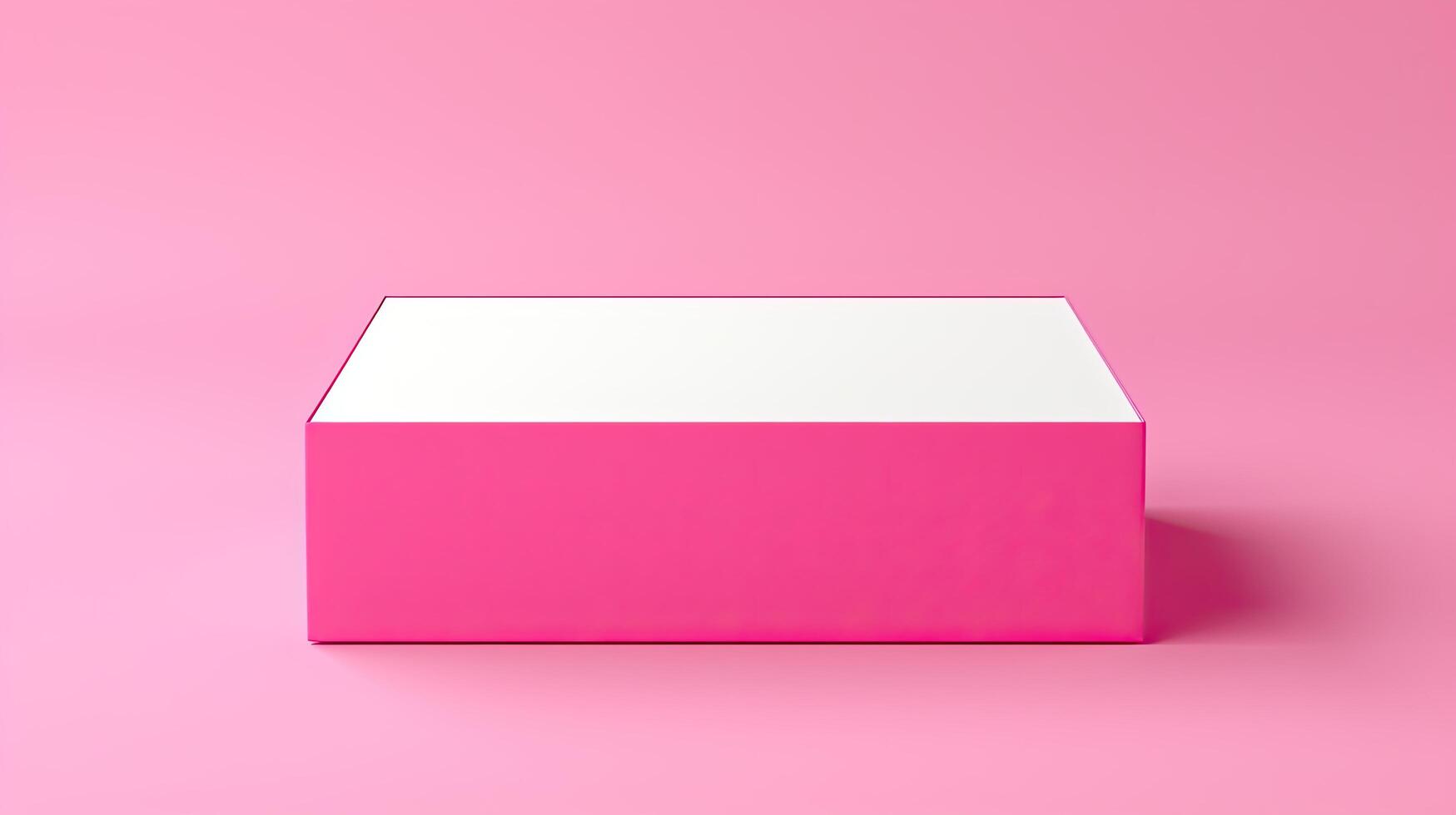 A pink box with a white top on a pink background photo