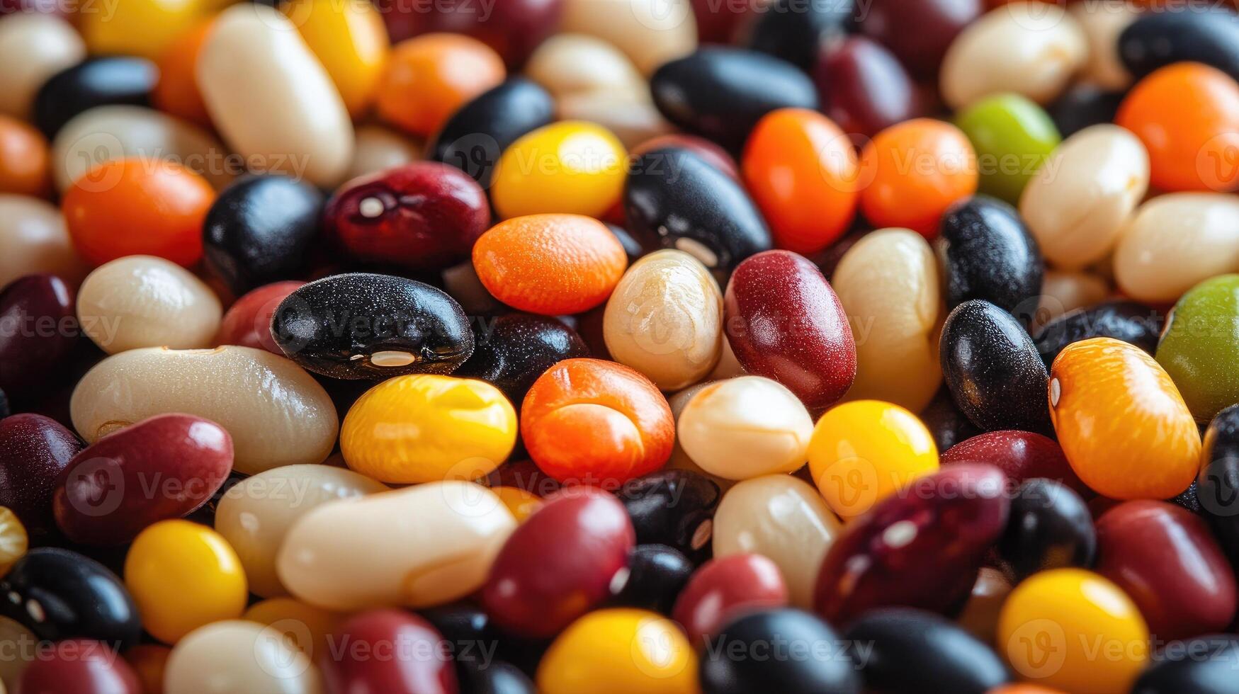 Colorful beans forming a textured background for healthy eating photo