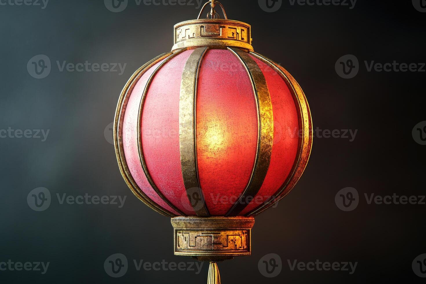Red and gold chinese paper lantern hanging in the air photo