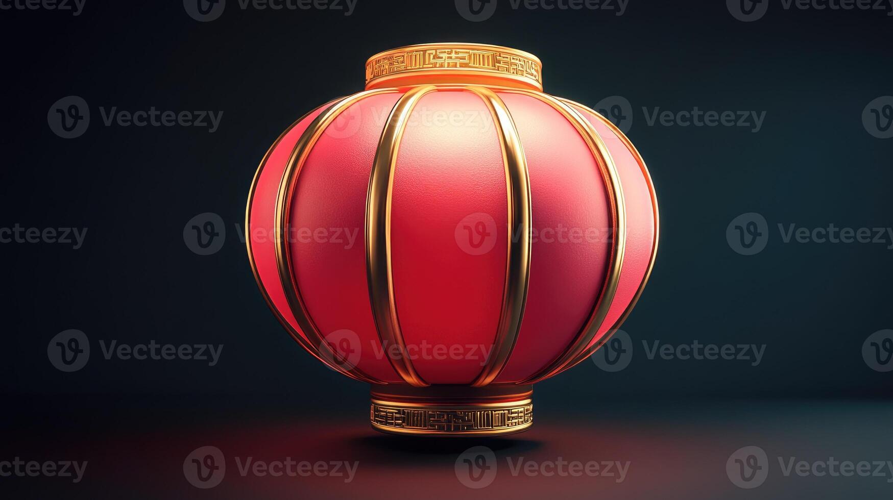 Red and gold chinese paper lantern hanging in the air photo