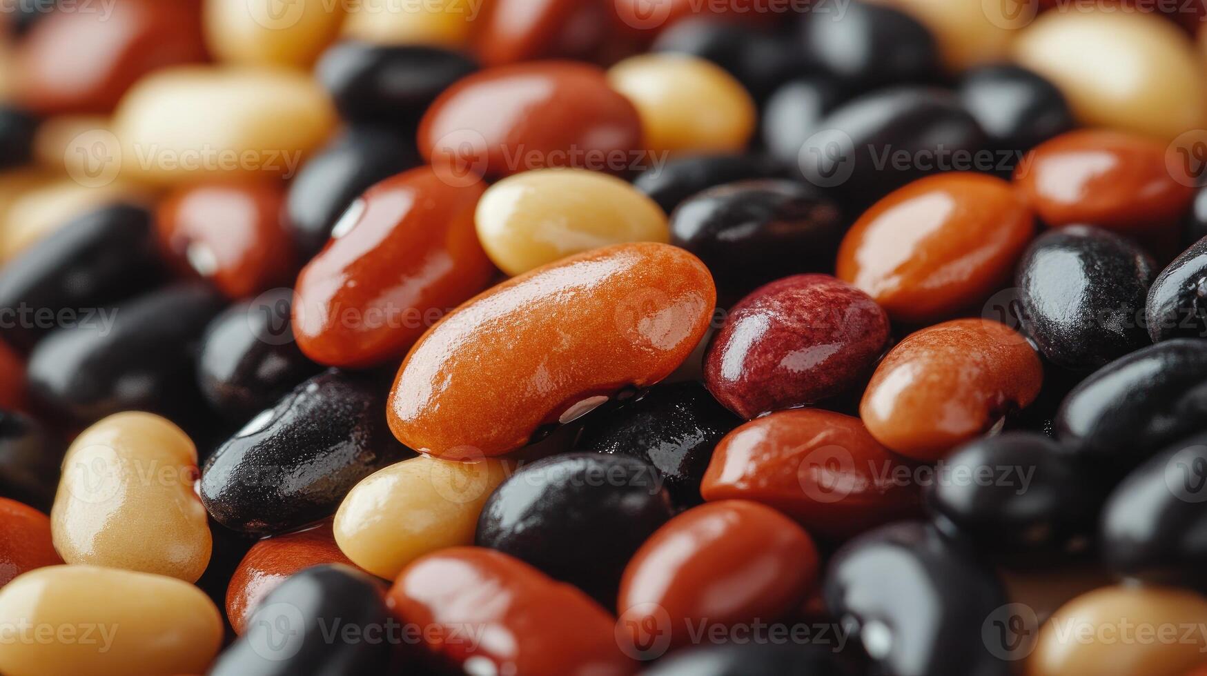 Close up view of different beans creating colorful background photo