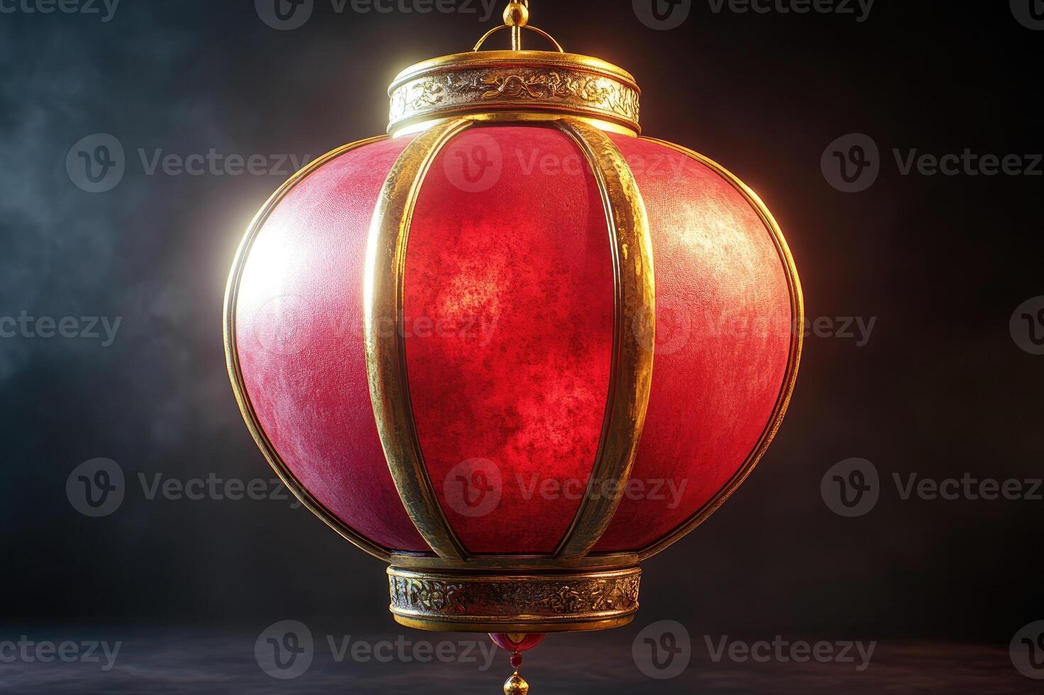 Red and gold chinese paper lantern hanging in the air photo