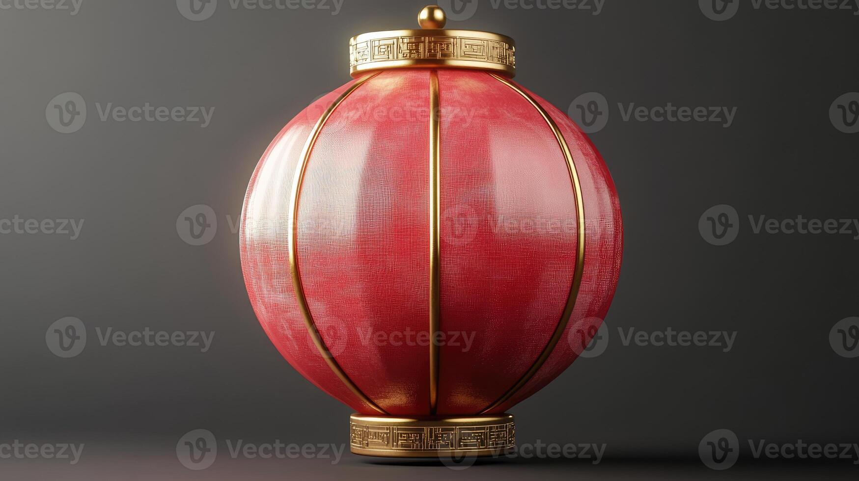 Red and gold chinese paper lantern hanging in the air photo