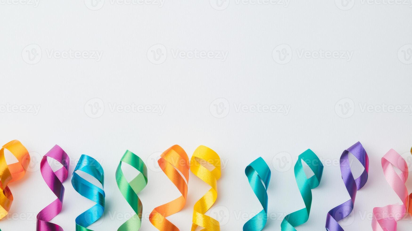 Colorful Party Streamers on White Background - Festive and Vibrant Celebration Decoration photo
