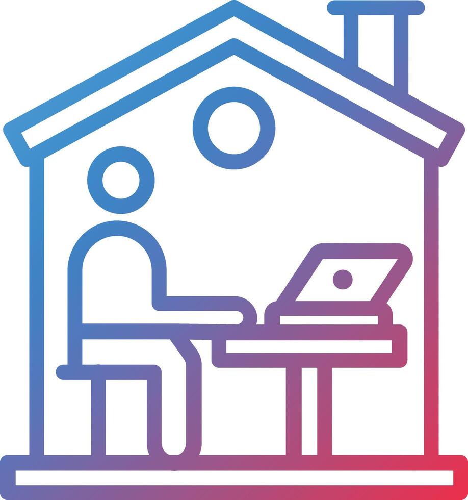 Work From Home Gradient Line Icon vector