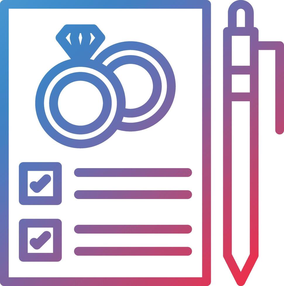 Wedding Planner Gradient Line Icon vector