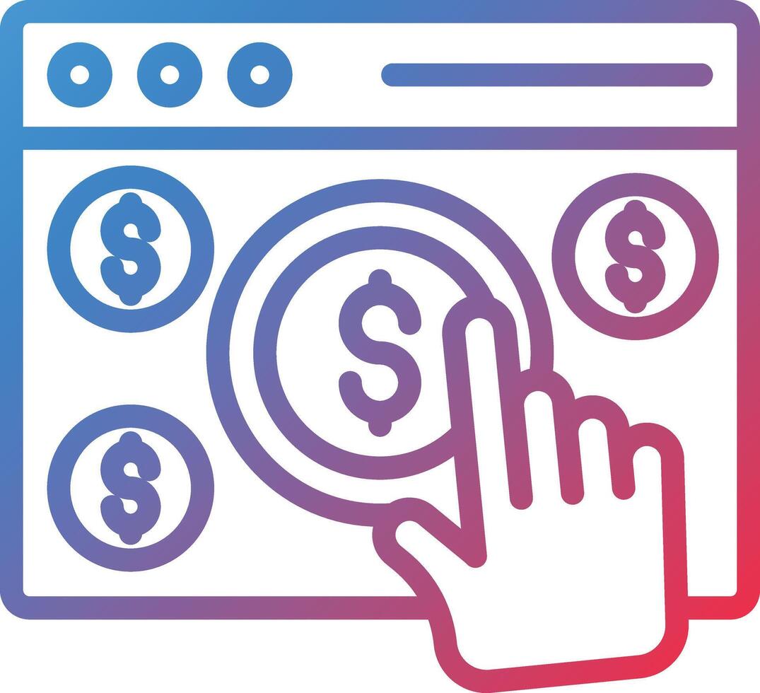 Cost Per Click Gradient Line Icon vector