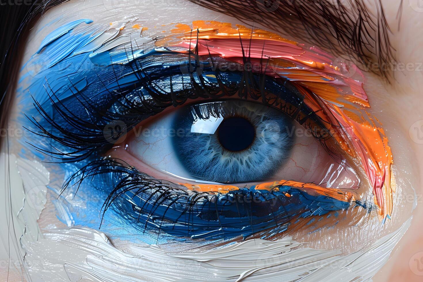 Vibrant Eye with Colorful Paint Strokes - Conceptual Art Design for Creativity and Inspiration photo