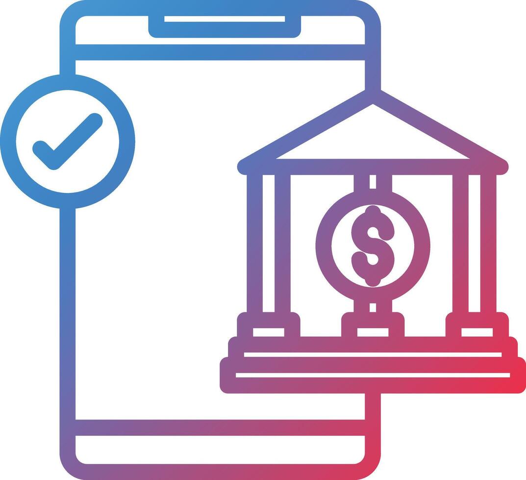 Mobile Banking Gradient Line Icon vector