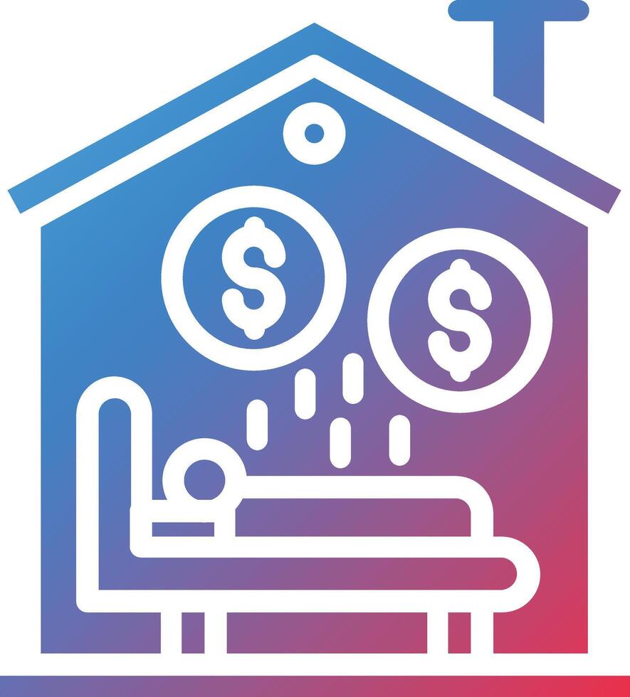 pasivo ingresos glifo degradado icono vector